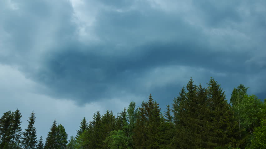 4k timelapse of storm cloud over forest. Timelapse of storm coming. 4096x2304, 25fps