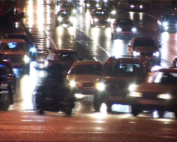 Evening traffic in Moscow, near  Kremlin.