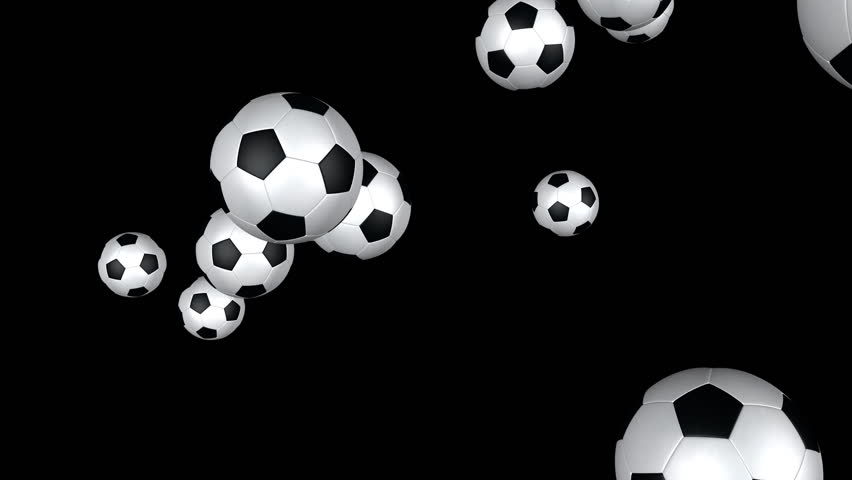 Soccer balls flying towards the screen with Alpha channel