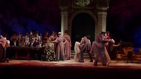 DNIPRO, UKRAINE - MAY 20, 2016: Traviata opera performed by members of the Dnipropetrovsk Opera and Ballet Theatre.
