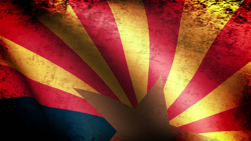 Arizona State Flag Waving, grunge look