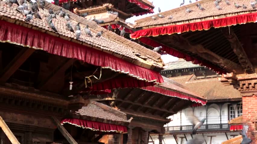 Closeup view of roofs at the famous Durbar Square, Kathmandu, Nepal
