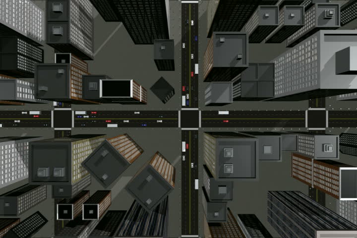 Aerial of 3D City. NTSC.