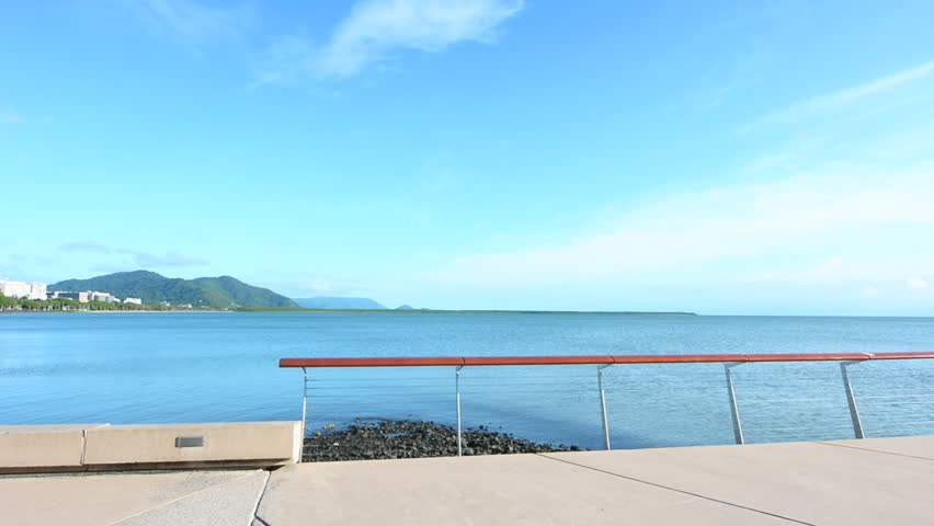 Panoramic landscape view of Cairns waterfront skyline in Queensland Australia
