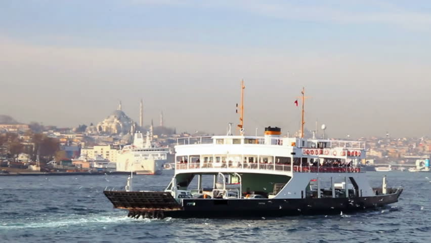 City car ferryboat on front of Sirkeci, Istanbul 