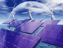 wind turbine and solar panel - Powered by Shutterstock - Get 15% off with code: PIKWIZARD15