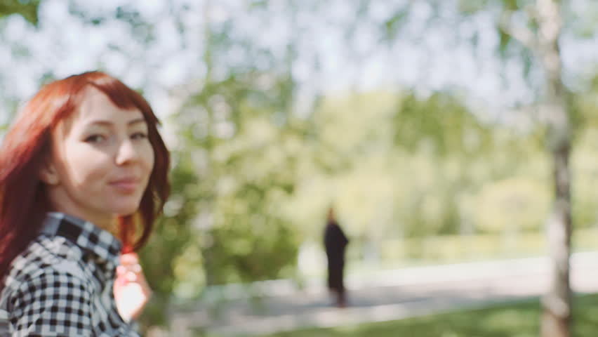 girl walking in the park