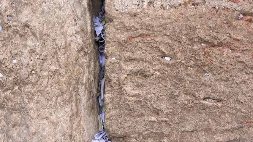 Papers in Western Wall rift - Jerusalem, Israel