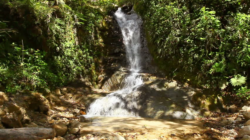 River flowing thru the Ecuadorian rainforest, Ruta de las cascadas, Banos de