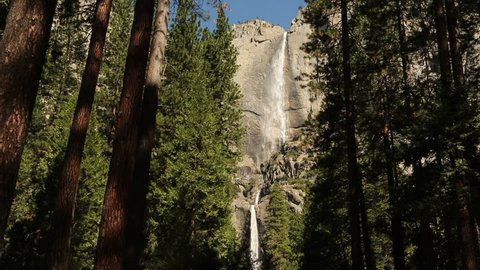 Yosemite Falls. Waterfall in Yosemite National Park. The water of Yosemite Falls falls over 2400 feet off of the granite cliffs.
