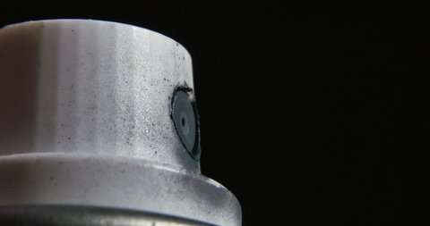 Using Spray Paint Can Gray Macro Close Up Shot, 4K