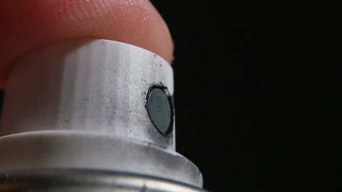 Using Spray Paint Can Gray Macro Close Up Shot Slow Motion