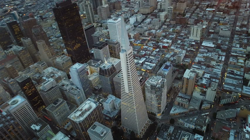 Transamerica Pyramid. Financial District, San Francisco. United sates. Aerial view. Shot from a helicopter. Royalty-Free Stock Footage #16989181