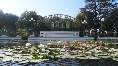 BEVERLY HILLS, USA - MAY 30, 2016: Iconic Beverly Hills sign, a famous landmark of Los Angeles, on May 30, 2016 (Unedited, quality lossless footage right from the camera).