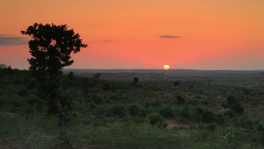 Shot of sunset on the horizon in Kenya, Africa.