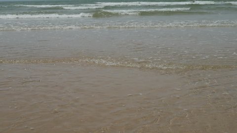 Soft wave of sea on sandy beach. Background. soft focut
