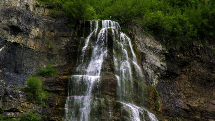 A section of Bridal Veil Falls in Provo Canyon, Utah.