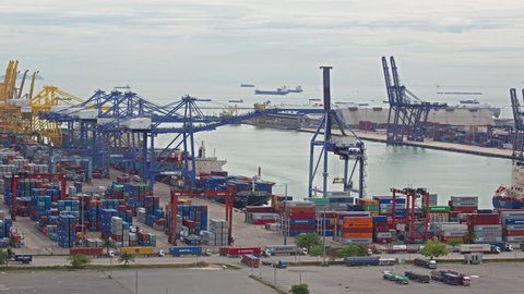 Chonburi Leamchabang harbor, THAILAND - May 21: Industrial Container Cargo freight at harbor for Logistic Import Export on May 21, 2016 at Leamchabang harbor Thailand.