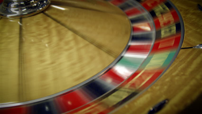 Roulette table spinning with the ball in a close up shot.