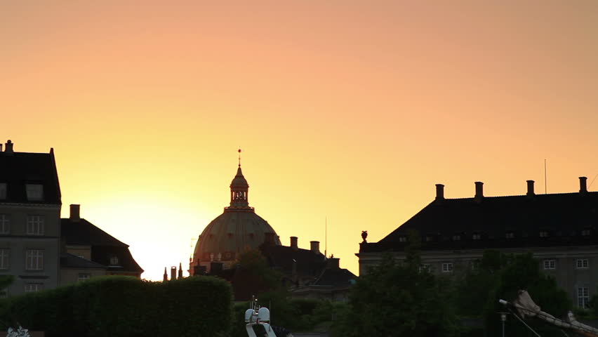Rooftop view in Copenhagen, Denmark. Sunset.