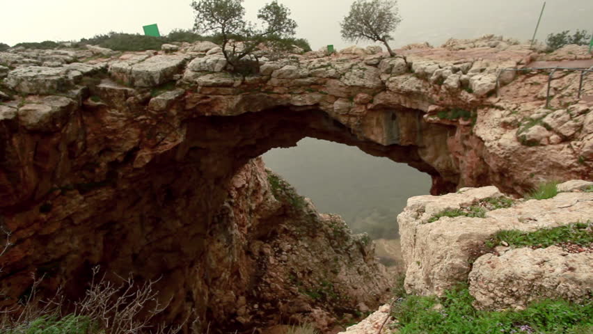 Dolly from right to left of the Adamit Park Cave Arch in Israel.  Shot from the