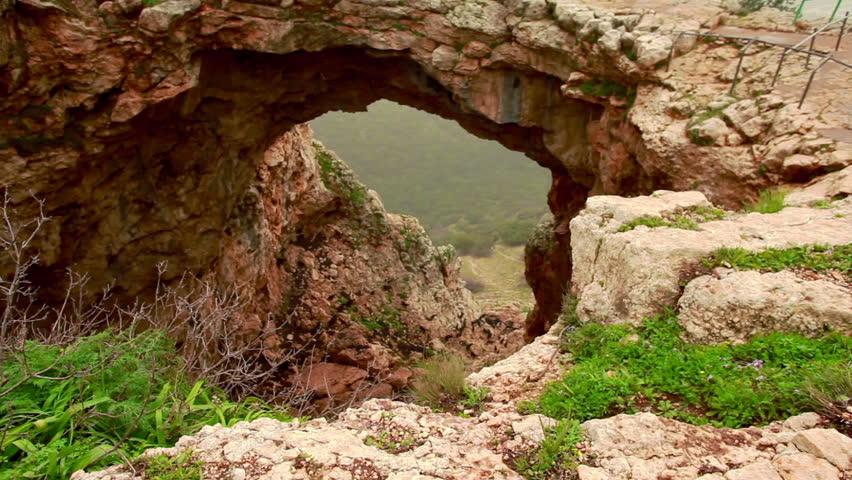 Dolly from right to left of the Adamit Park Cave Arch in Israel. 