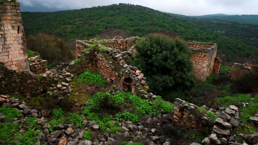 Ruins in the beautiful mountains at Bar'am, Israel. 
