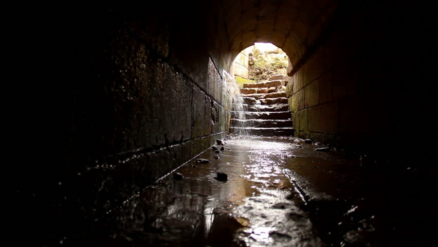 Underground tunnel at the Place of Agrippa in Banias, Israel, in the Golan