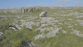 Famous protected burren limestone national park ireland - Wild Atlantic Way Route.Flat video profile