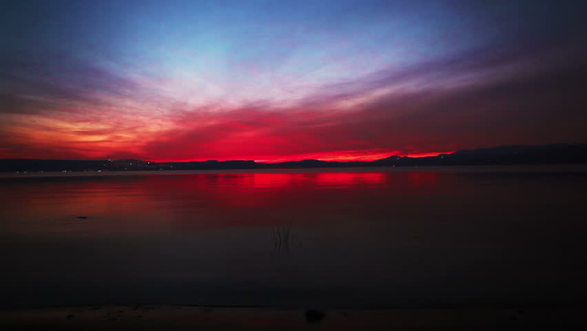 Absolutely beautiful shot of the sunset shooting across Lake Tiberius/Sea of