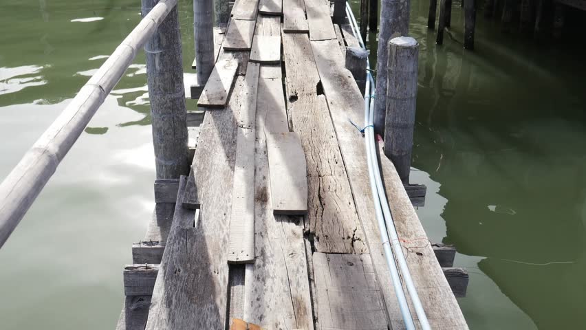 walking on Wood bridge