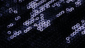 Blue sparkling cloth pattern close-up details 4K 2160p 30fps UltraHD tilting footage - Sequins on blue fabric texture fashion and luxury background slow tilt 4K 3840X2160 UHD video