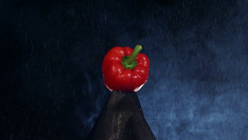 The arrow pierces right through the red pepper.