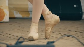 Girl jumping legs in pointes slow motion video