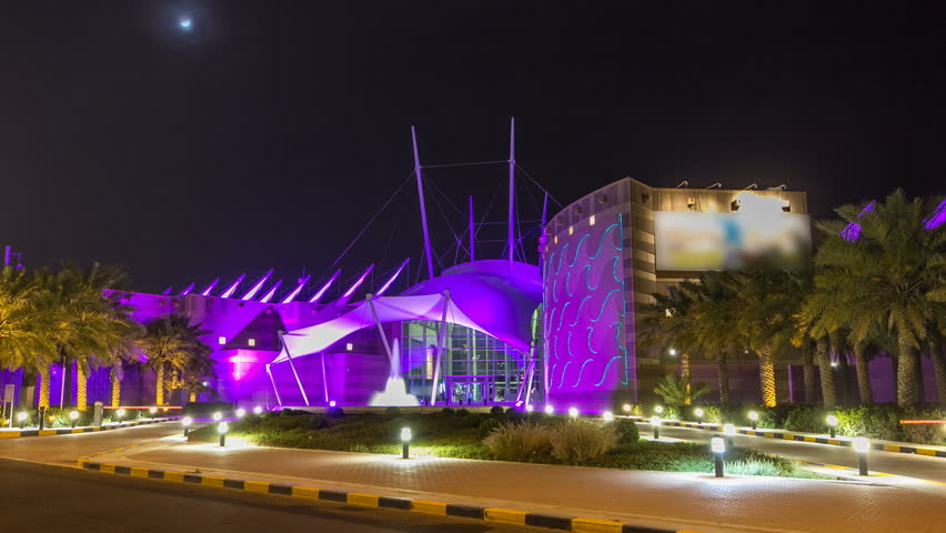 Kuwait scientific center at night timelapse hyperlapse