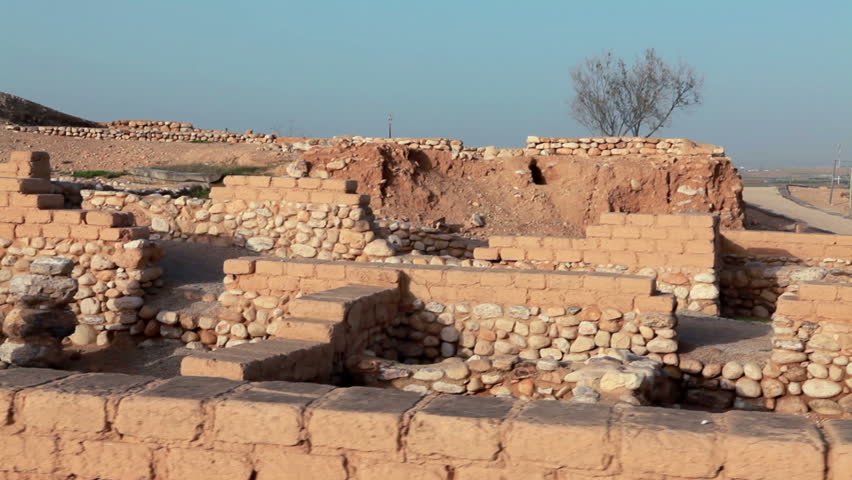 the ruins of the biblical city at Tel Be'er Sheva National Park in Israel.