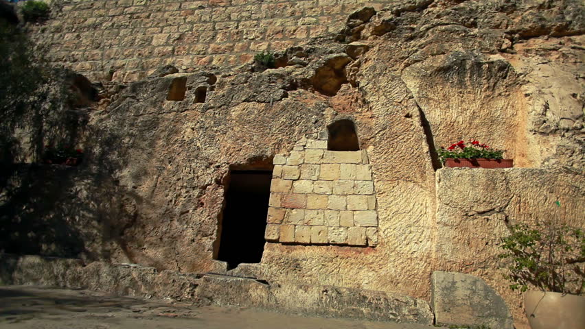 The exterior of the Garden Tomb in Jerusalem, Israel, one of the speculated