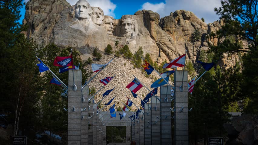 Mount Rushmore 4k Timelapse Avenue of Flags