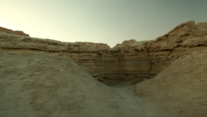 Dolly slider move left to right of a desert scene in the desert at Ein Gedi,