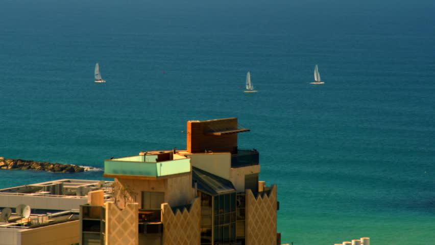 Nice shot of some cool rooftop architecture looking out to the Mediterranean At