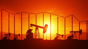 4k 3d rendered oil pump jacks on sunset sky background. Concept of falling oil prices - Powered by Shutterstock - Get 15% off with code: PIKWIZARD15