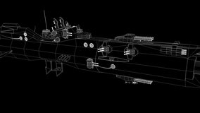 Futuristic Spaceship Destroyer Hologram Wireframe in Motion. Nice 3D Render
