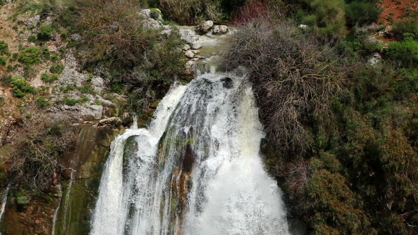 Top of the Tahana Waterfall near Metula, Israel, near the border with Lebanon. 
