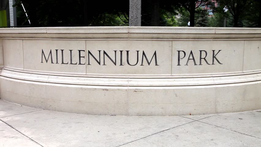 Millennium park sign in Chicago, Illinois, USA
