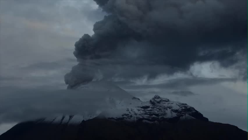 Tungurahua volcano in Ecuador, high pressure gases and ash is blown into the