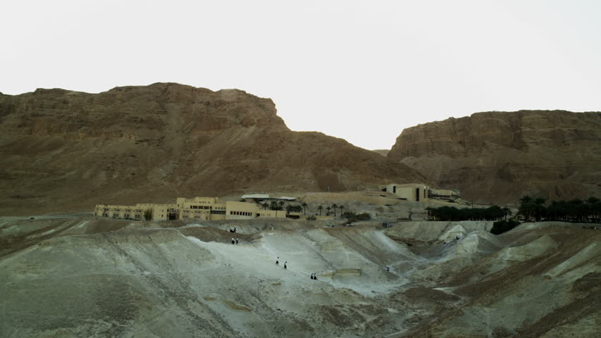 Mountain south of mount Masada, Israel.  the Masada school in the center of the