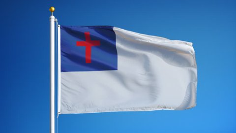 Christian Flag Waving Slow Motion Against Stock Footage Video (100% ...