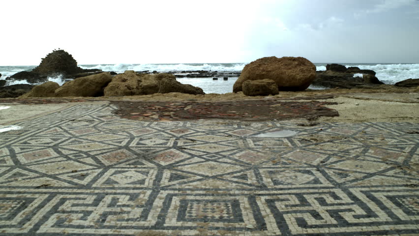 Caesarean mosaic ruin on the coast of the Israeli Mediterranean.  Shot is of a