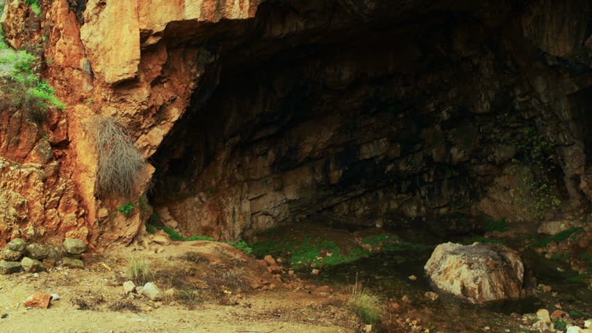 A pan from right to left of Pan's cave at Banias, Golan Heights, Israel, where