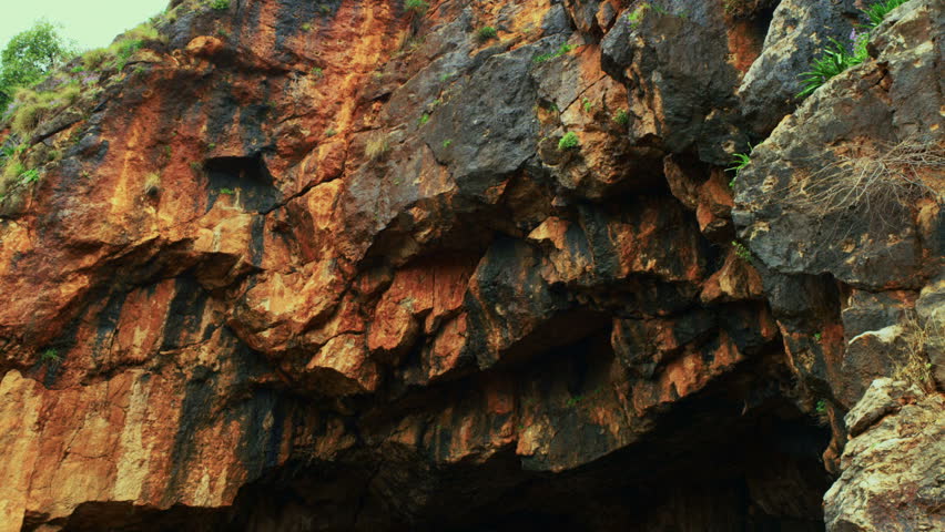 A tilt down shot of Pan's cave at Banias, Golan Heights, Israel, where they used
